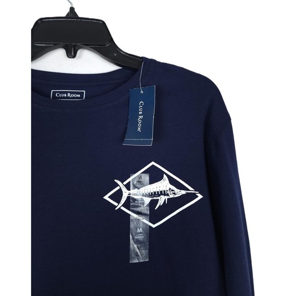 Club Room Men's Sailing Club Long Sleeve Graphic T-Shirt Navy Blue Medium NWT - Picture 3 of 4